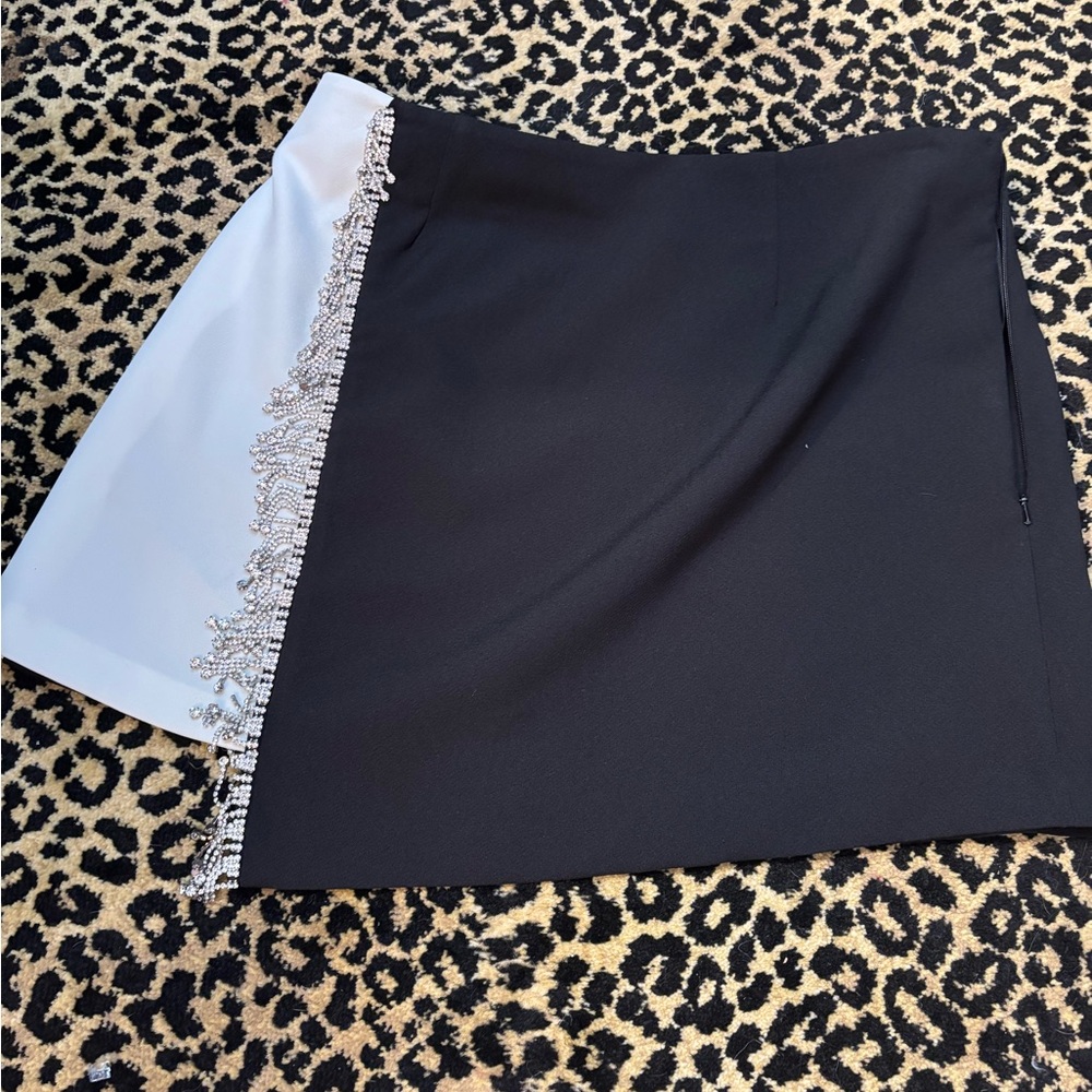 Black and White Skirt with Embellished Detail